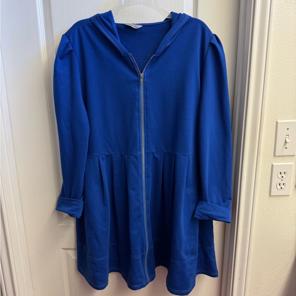 Our Win Blue Hooded Zip-Up Top